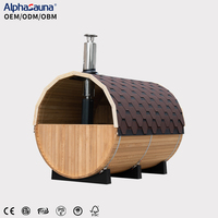 Récipient thermique extérieur de sauna de la vie de sauna canadien de baril de pruche avec le fourneau brûlant en bois