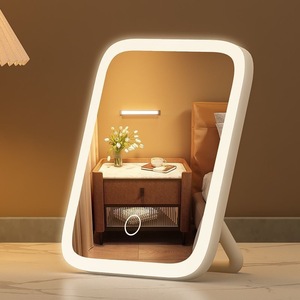 Toptan Masaüstü LED Makyaj Aynası Dokunmatik Kontrol 3 Renkli Işık USB Güçlü Masa Aynası Şık Taşınabilir Aynalı Standlı - Product Image 2