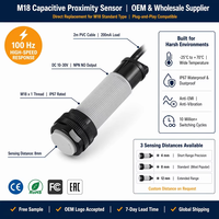 Capteur de Proximité Capacitif en Plastique BXUAN CR18 8mm NPN NO NC 3 Fils 12-24V DC IP66 Interrupteur de Détection Non Métallique Encastré
