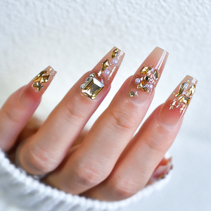 <span class=keywords><strong>Uñas</strong></span> Postizas <span class=keywords><strong>con</strong></span> <span class=keywords><strong>Piedras</strong></span> Brillantes, Perlas, Estilo Lujoso, <span class=keywords><strong>Uñas</strong></span> Acrílicas Largas Tipo Ataúd para Manicura DIY, Salón, Bodas y Citas - Product Image 1