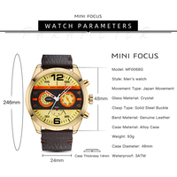 MINI FOCUS 0068 montre en cuir véritable or pour hommes d'affaires multi-fonction étanche chronographe hommes Sport montres à Quartz