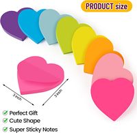 Vente en gros en forme de coeur 8 couleurs vives et colorées 75 feuilles de blocs-notes autocollants mignons pour le bureau de l'école