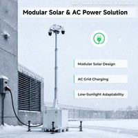 Torre de Vigilancia Solar Móvil HiTOWER, Remolque Compacto con Panel Solar de 450W, Batería de 9600WH, Mástil de 6.5m para Monitoreo de Seguridad
