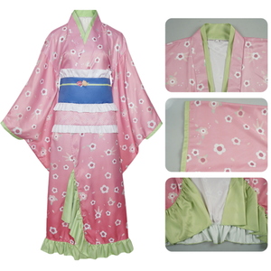 Kimono <span class=keywords><strong>Rosa</strong></span> con Estampado Floral para Mujer, Disfraz de Cosplay de Halloween, Conjunto Completo, Vestido de Fiesta Temática de Sakura de Halloween - Product Image 4