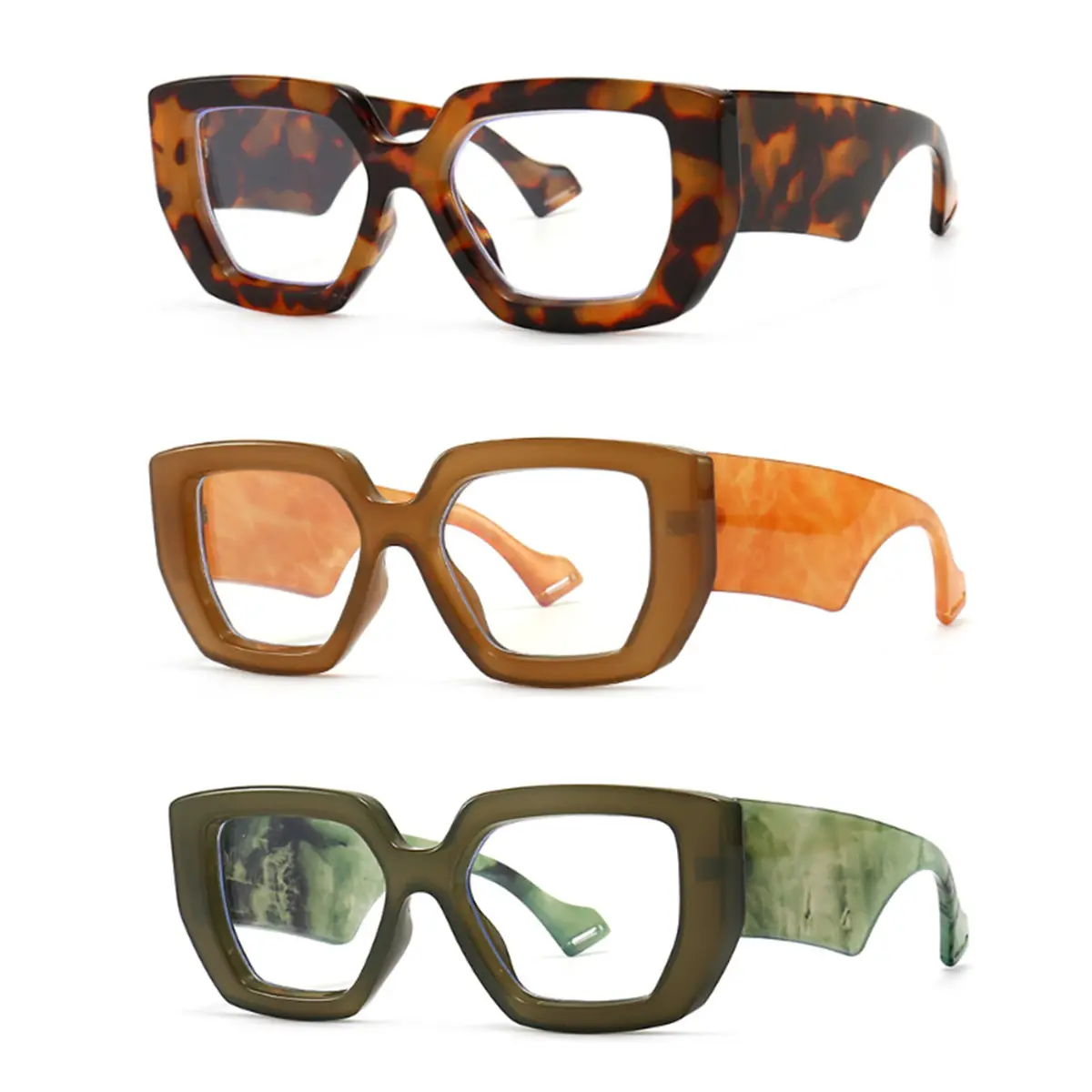 2022 سميكة البصرية نظارات نظارات الإطار خمر ريترو الأزرق مرشح ضوء النظارات الأضلاع شخصية النظارات البصرية إطار