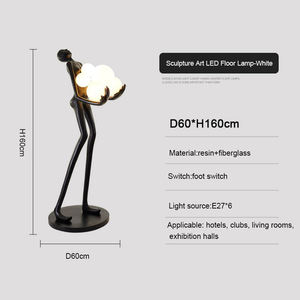 Lampada da Terra LED E27 con Scultura in Resina per Angolo Soggiorno, Design Nordico, Moderno e Minimalista, Decorazione Artistica - Product Image 4