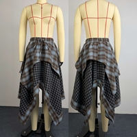 Ensemble jupe d'été J5279 pour femme, style streetwear, haut corset sans manches + jupe irrégulière à carreaux, tenue 2 pièces pour femme