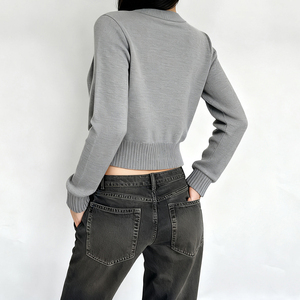 เสื้อคาร์ดิแกนสไตล์วินเทจลายสก็อตติดกระดุมหน้า แขนยาว คอวี ผ้าโพลีเอสเตอร์/คอตตอน ผลิตตามแบบ OEM - Product Image 3