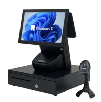 Caisse enregistreuse à double écran tactile, couleur noire, machine POS électronique pour supermarché