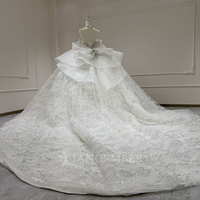 Robe de mariée Jancember XX93 luxueuse, épaules dénudées, décolleté cœur, avec nœud bouffant et longue traîne