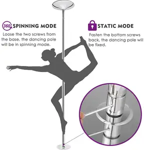 Easy To Install Stripper Pole For Home 45mm Chrome Dance Pole Spinning Static Mode Removable Portable Fitness Dancing Poles