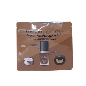 中国工厂直销铝箔拉链锁设计塑料化妆品平底小袋带标志 - Product Image 5