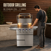 Barbecue à gaz en acier inoxydable 304 personnalisé avec grille en acier inoxydable 430 S/S, moderne, compact, portable, pour jardin extérieur