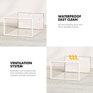 Scatola <span class=keywords><strong>Portascarpe</strong></span> Grande Organizer per Scarpe Impilabile in <span class=keywords><strong>Plastica</strong></span> <span class=keywords><strong>Trasparente</strong></span> per Armadio Scarpiera Pieghevole Salvaspazio - Product Image 4