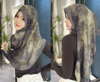Zifeng OEM Hijab à imprimé abstrait artistique, à volants et ourlet festonné, pour femmes musulmanes, avec double drapé, foulard de mode