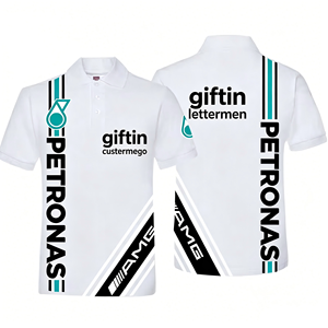 Polo de course haute performance en gros, service de personnalisation du logo sponsor, design color block pour hommes, femmes, fans de course, streetwear quotidien - Product Image 1