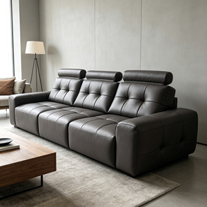 Sofá Moderno de Tres Plazas en Cuero Sintético Negro con Brazos Acolchados y Diseño Acolchado para Sala de Estar - Product Image 3