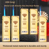 Briquet Créatif Coupe-Vent en Forme de Barre d'Or Diamantée, Flamme Bleue au Butane, Gravure Publicitaire, Design Bohème, Pour Supermarché et Rue