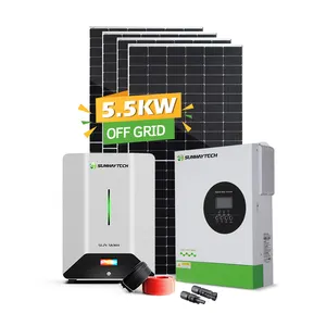 Uso doméstico energia solar armazenamento sistema 5.5kw fora grade energia solar sistema pacote completo 5kw