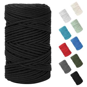 Cordon en coton tressé torsadé imperméable de 3 mm et 4 mm pour la confection de cordes de fixation, le macramé, le tricot à la main, le crochet, les loisirs créatifs et la décoration - Product Image 2