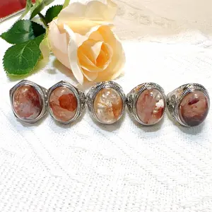 Oval Precious Metal Chunky Seal Red Natural Agate Ring