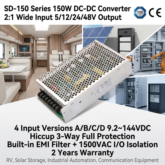 SD-150 150 Watt Isolated DC DC Converter 24V 48V to 12V 24V Step Down Regulator Wide Range Input Switching Source PSU