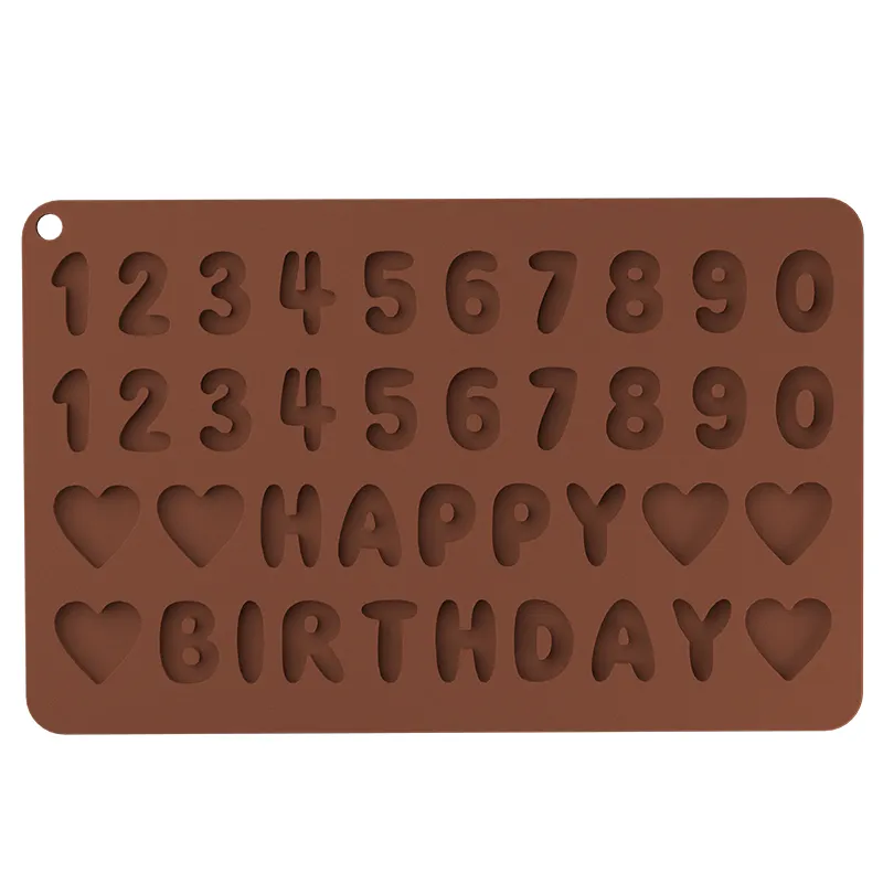 Silicone Cake Mold Happy Birthday English letter 10 even digital cookie chocolate mold
