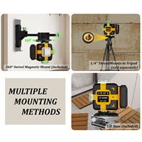 Kit de niveau laser 4D 16 lignes à ligne verte, professionnel, autonivelant électronique 360°, avec 2 batteries rechargeables