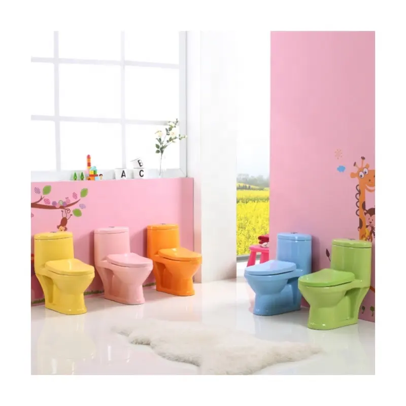 KD-K001T Grace keramik barang sanitasi anak-anak sekolah kamar mandi Multi Warna Toilet Commode satu bagian lemari air dengan kursi berwarna