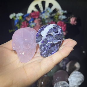 2.0 Inch Chất Lượng Cao Khắc Thạch Anh Hồng Hộp Sọ Đá Tự Nhiên Đá Quý Chữa Bệnh Hộp Sọ Pha Lê Khác Nhau Hộp Sọ - Product Image 5