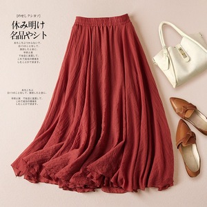 Jupe longue plissée froissée pour femme, taille haute élastique, coupe trapèze fluide, couleur unie, style bohème, longueur cheville, été, plage, personnalisable, vente en gros - Product Image 4