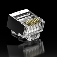 Conector Modular RJ45 8P8C Chapado en Oro de Alta Calidad de 50U, Conector de Cabeza de Cristal para Red Ethernet Cat5e Cat5 Cat6