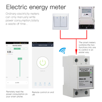 Compteur d'électricité WIFI compteur d'énergie intelligent 5(60)A 110V 230V monophasé Din rail protection contre les surtensions et les courants de sous-tension