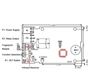 K216 + R502-AW Vân Tay Điều Khiển Board + R502-AW Vân Tay Mô-đun Kiểm Soát Truy Cập Vòng LED - Product Image 3