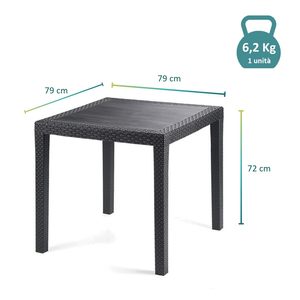 Set Tavolo da Giardino con 4 Sedie in Plastica Rigida Effetto Rattan Antracite Quadrato 79x79 Pollici Arredamento da Esterno - Product Image 3
