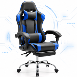 Silla de Juego Ergonómica con Reposapiés, Cuero PU, Reclinable, Soporte Lumbar, Reposacabezas, Reposabrazos Fijos, Refrigeración, Elevación de Gas de 3 Etapas - Product Image 5