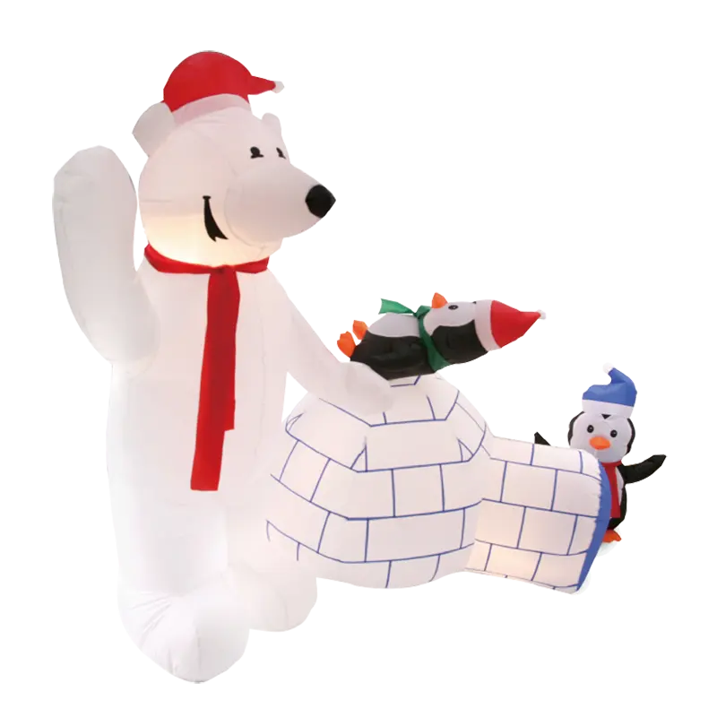 6 Feet 180センチメートルPolar Bear Penguins Ice House Inflatable Christmas屋外Holiday Decoration Xmas Inflatable