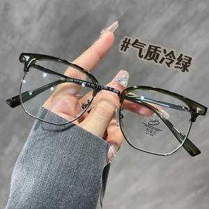 31248 Gafas de estilo coreano ultraligeras TR de media montura, forma ovalada, anti luz azul, unisex, para visión de cerca - Product Image 2