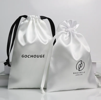 Sacs en satin de luxe personnalisés avec logo, pour emballage de mèches de cheveux, pochettes en satin de soie à cordon