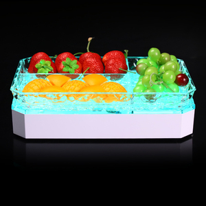 <b>LED</b> <b>Lighted</b> Acrylic Fruit Platter, Rechargeable Glowing Serving Tray for <b>Bar</b> Nightclub - Product Image 4