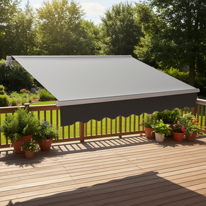 Toldo Retráctil para Patio de 12 pies x 10 pies, Lona Acrílica Gris Carbón, Marco de Aluminio, Manivela Manual para Terrazas - Product Image 2