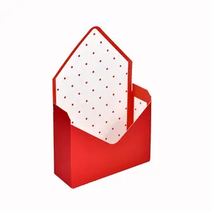 Çin üretici türük tedarikçisi toptan kağıt malzeme ucuz katlanır kırmızı Polka Dot zarflar çiçek kutusu sevgililer günü için