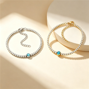 Bracelet tennis tendance incrusté de zircons étincelants, en acier titane résistant au ternissement, avec chaîne d'extension réglable pour femme - Product Image 4