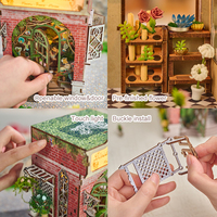 Bücherregal-Einsatz-Deko DIY Buchnischen-Set 3D-Puzzle Buchnischen-Bausatz Neuer Blumenladen Miniatur-Haus-Bausatz DIY 3D Holzpuzzle 3D Holz