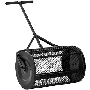 Aérateur de compost en métal à poignée en T, rouleau noir, outil de jardinage manuel pour l'aération du sol et l'entretien des pelouses - Product Image 1