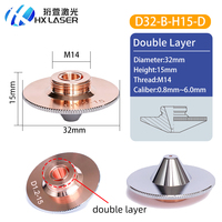 Buse de découpe laser HXLASER 32mm H15mm M14, buse laser à fibre D32 Type B, calibre 0.8-6.0mm pour tête de laser à fibre Raytools