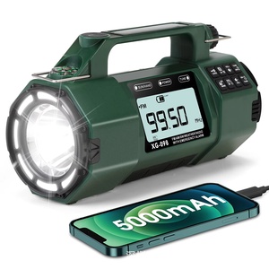 רדיו רב-תכליתי 5000 מיליאמפר/שעה עם ידית סיבוב, אנרגיה סולארית, רמקול מובנה, פנס נייד עם USB, סוללת גיבוי, פלסטיק, חדש - Product Image 4