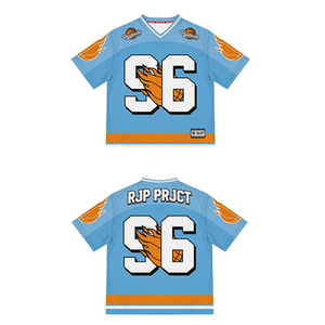 เสื้อเจอร์ซีย์ย้อนยุคอเมริกันฟุตบอลเจอร์ซีย์ผ้าตาข่ายระบายอากาศสำหรับสโมสรผลิตตามสั่ง - Product Image 2