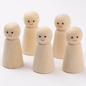 Unfinished <strong>Smiling</strong> Face DIY <strong>Wood</strong> Peg Doll Crafts Polished Wooden Carved Figure - Product Image 6
