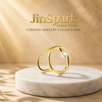 Série de bagues JinSpark 'Mobius Pearl' en acier inoxydable plaqué or 18 carats, tendance, pour mariage, fiançailles, anniversaire